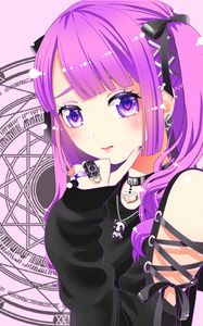 Preview wallpaper girl, choker, anime, art, purple