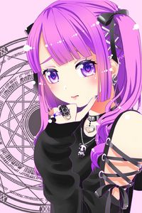 Preview wallpaper girl, choker, anime, art, purple