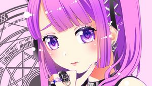 Preview wallpaper girl, choker, anime, art, purple