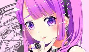 Preview wallpaper girl, choker, anime, art, purple