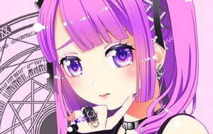 Preview wallpaper girl, choker, anime, art, purple