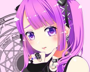 Preview wallpaper girl, choker, anime, art, purple
