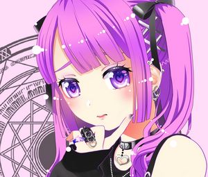 Preview wallpaper girl, choker, anime, art, purple