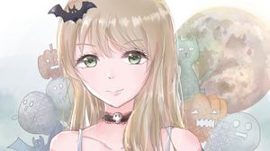 Preview wallpaper girl, choker, dress, halloween, anime