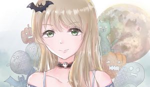 Preview wallpaper girl, choker, dress, halloween, anime