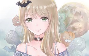 Preview wallpaper girl, choker, dress, halloween, anime