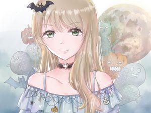 Preview wallpaper girl, choker, dress, halloween, anime