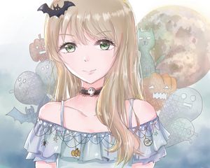 Preview wallpaper girl, choker, dress, halloween, anime