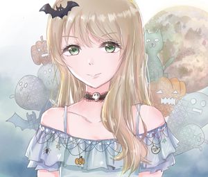 Preview wallpaper girl, choker, dress, halloween, anime