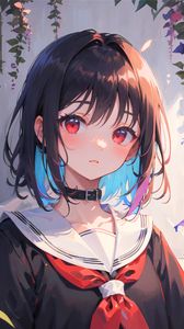 Preview wallpaper girl, choker, flowers, anime