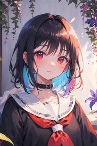 Preview wallpaper girl, choker, flowers, anime