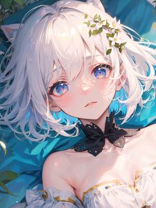 Preview wallpaper girl, choker, flowers, sunlight, anime