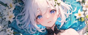 Preview wallpaper girl, choker, flowers, sunlight, anime