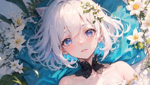 Preview wallpaper girl, choker, flowers, sunlight, anime