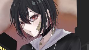 Preview wallpaper girl, choker, glance, anime