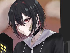 Preview wallpaper girl, choker, glance, anime