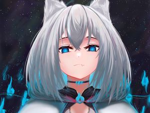 Preview wallpaper girl, choker, neko, anime