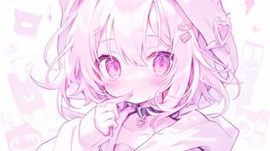 Preview wallpaper girl, choker, pink, anime