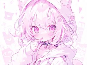 Preview wallpaper girl, choker, pink, anime