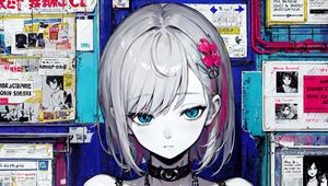 Preview wallpaper girl, choker, wall, posters, anime