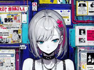 Preview wallpaper girl, choker, wall, posters, anime