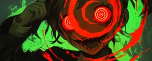 Preview wallpaper girl, circles, fangs, scary, anime, art