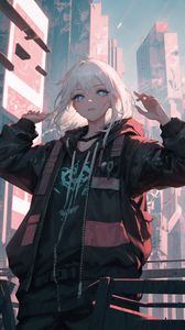 Preview wallpaper girl, city, street, style, anime