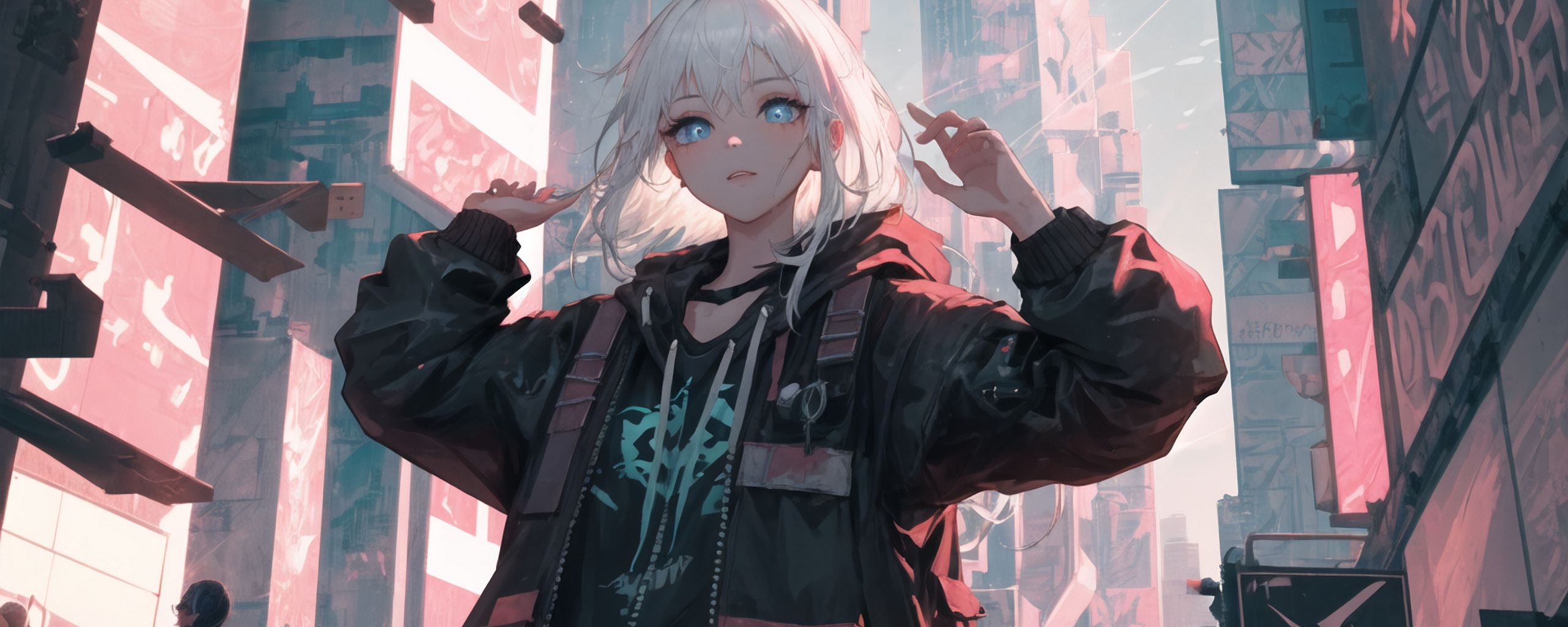 Download wallpaper 2560x1024 girl, city, street, style, anime ultrawide ...