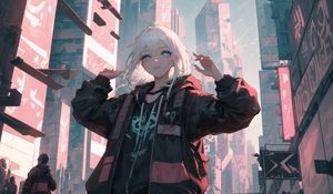 Preview wallpaper girl, city, street, style, anime
