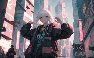 Preview wallpaper girl, city, street, style, anime