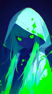 Preview wallpaper girl, cloak, art, anime, acid