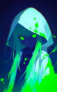 Preview wallpaper girl, cloak, art, anime, acid