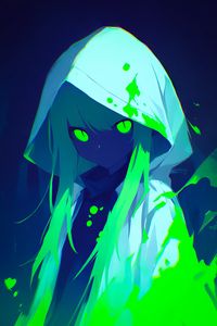 Preview wallpaper girl, cloak, art, anime, acid