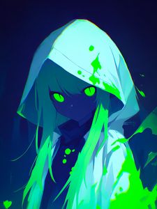 Preview wallpaper girl, cloak, art, anime, acid