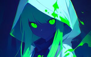 Preview wallpaper girl, cloak, art, anime, acid