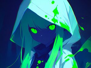 Preview wallpaper girl, cloak, art, anime, acid