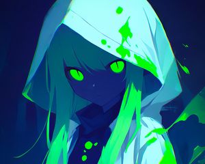 Preview wallpaper girl, cloak, art, anime, acid