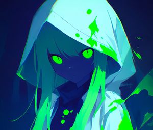 Preview wallpaper girl, cloak, art, anime, acid