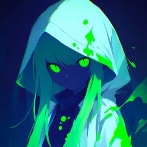 Preview wallpaper girl, cloak, art, anime, acid