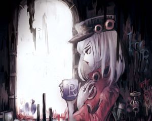 Preview wallpaper girl, cloak, cap, anime, art