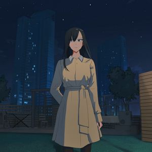 Preview wallpaper girl, cloak, glance, night, anime