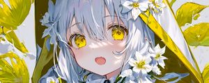 Preview wallpaper girl, cloak, hood, flowers, anime, art