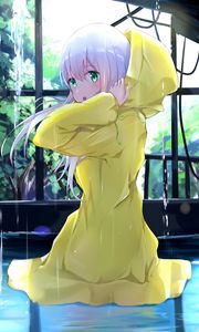 Preview wallpaper girl, cloak, hood, anime, art