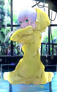 Preview wallpaper girl, cloak, hood, anime, art