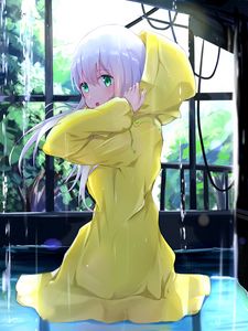 Preview wallpaper girl, cloak, hood, anime, art