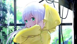 Preview wallpaper girl, cloak, hood, anime, art