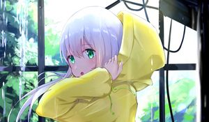 Preview wallpaper girl, cloak, hood, anime, art