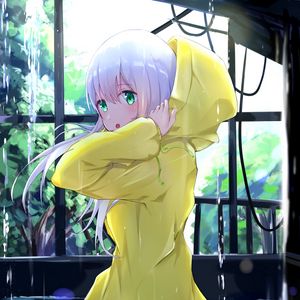 Preview wallpaper girl, cloak, hood, anime, art