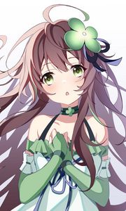 Preview wallpaper girl, clover, glance, anime, art, green