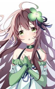 Preview wallpaper girl, clover, glance, anime, art, green